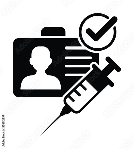 Vaccination Approval ID Card and Syringe vector
