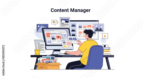 Professional man in a dark business suit holds a large blank white board in front of a colorful abstract background.