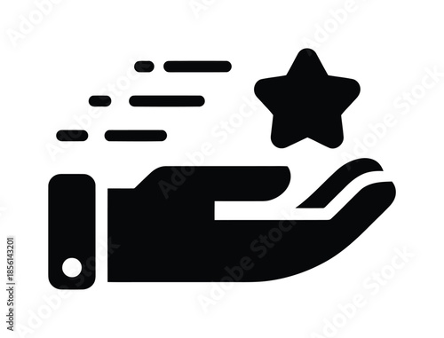 Hand holding star reward achievement vector icon