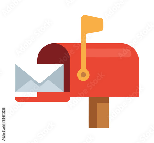 Red mailbox with mail letter delivery vector graphic