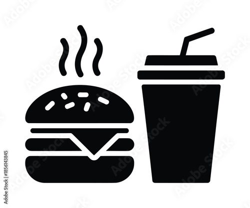 Fast food vector icon burger and drink