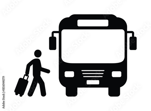Bus boarding vector icon public transport travel