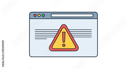 Website browser window showing a large triangular warning sign with an exclamation mark, indicating an error or security alert.