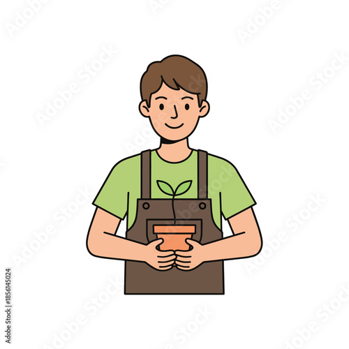 Young Entrepreneur Holding Plant Sustainable Business Concept
