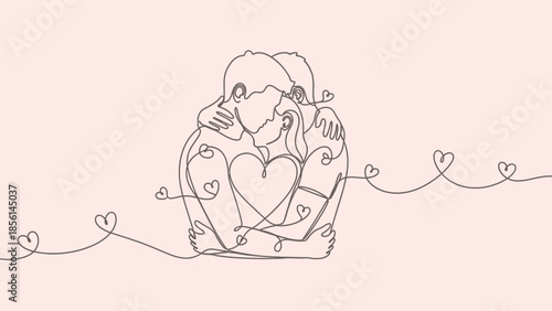 Loving couple embracing heart