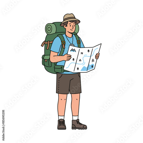 Digital Nomad Traveler Reading Map Adventure Lifestyle Concept