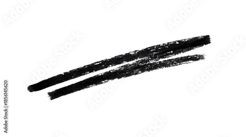 Two Black Hand Drawn Grunge Chalk Lines Vector Element isolated PNG with Transparent Background