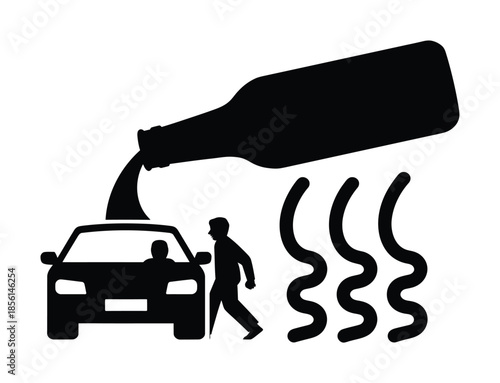 Car Overheating Engine Warning Vector