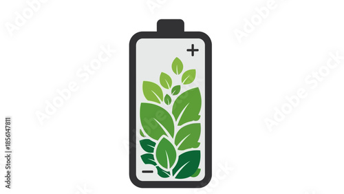 Green Energy Battery Icon Sustainable Power and Renewable Resources