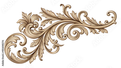 Ornate Gold Floral Scrollwork Decorative Element