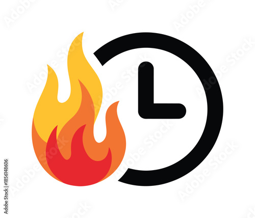 Burning clock urgency time pressure vector graphic