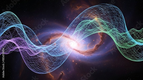 Fractal Digital Space with Glowing Blue Swirls and Abstract Energy Patterns