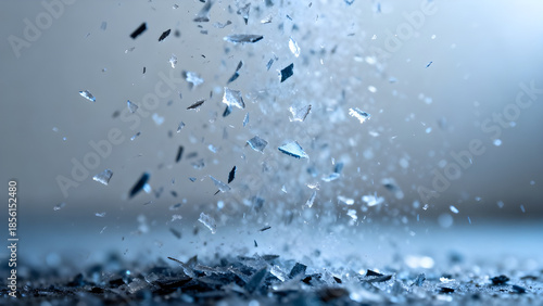 Wallpaper Mural Abstract blue ice shards exploding and scattering in motion, dynamic freeze-frame effect Torontodigital.ca