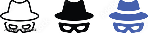 Incognito Mode Icon Anonymous Private Safe Security Mask Hat Spy Secret Hidden Mysterious Undercover Secrecy Unknown Identity Personal Protection Detective Privacy
