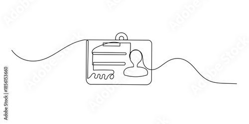 Continuous one line drawing employee identification card illustration. Vector ID one line card, Business ID Card Continuous. continuous line drawing employee identification card illustration vector.