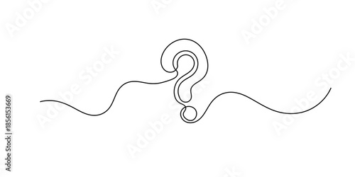 One continuous drawing of a question mark, Question mark continuous one line drawing. Asking sign in simple linear style. Quest, quiz concept. Vector illustration.