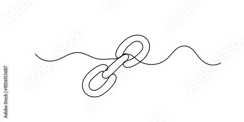 Linear background of chain. One continuous line drawing of a chain. Vector illustration. Chain icon in continuous line drawing style. Line art of chain icon.