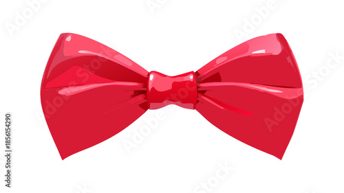 Elegant and Glossy Red Bow Tie Illustration, Perfect for Festive Occasions, Fashion Accessory Designs, and Formal Attire Graphics