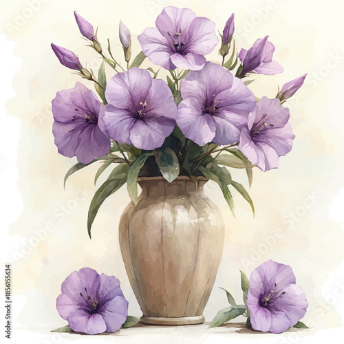 watercolor vector of A Loosestrife In A Vase, isolated on a white background.
