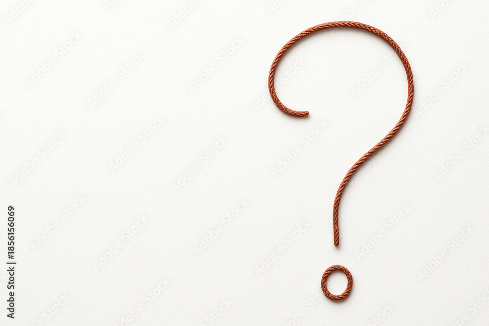 Fototapeta premium A question mark made of rope as a symbol of doubt and choice. Space for text.