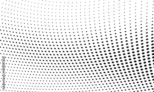 Twisted wave halftone dotted background in futuristic pop art style for digital use.