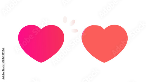 Two hearts icon with vibrant pink and coral gradients, symbolizing love and connection, isolated on a clean white background