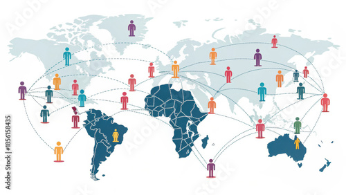 Global network connection people community world map social communication diversity business teamwork