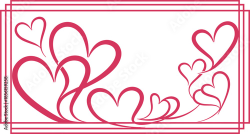Red heart design on white background with rectangular border