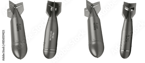 Foto Aerial Bomb Render Isolated on White Background (3D Illustration)