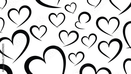 A pattern of black hearts on a white background