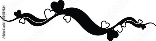 Black silhouette of interconnected hearts and floral elements on white background