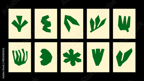 Abstract poster set with organic forms and soft shapes. Modern naive composition for wall art, postcards, prints and contemporary interior decor.