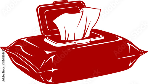 Black and white silhouette illustration of a pack of wet wipes perfect for hygiene cleaning and sanitization related designs and projects
