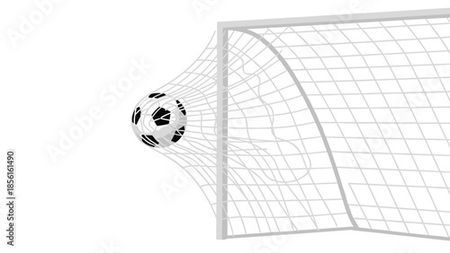 Soccer ball hitting the back of a goal net, indicating a successful goal scored during a football match.