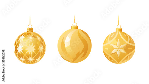 Golden Christmas Ornaments Collection Festive Decorative Baubles for Holiday Celebration