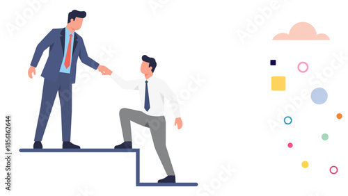 One Person Helping Another to Stand Up Symbolizing Support and Teamwork