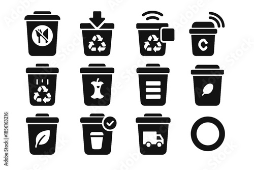 Forms fullness icon contamination icons recycling cue white vector squares smart
