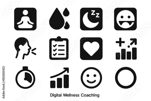 No level digital textures wellness mindfulness tile icons habit icon perfect vector