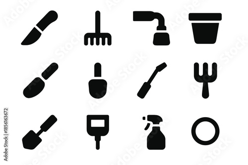 Urban gardening seed icon block vector outlines inside no space icons rounded