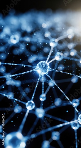 Abstrakte blaue Netzwerkstruktur mit leuchtenden Verbindungspunkten