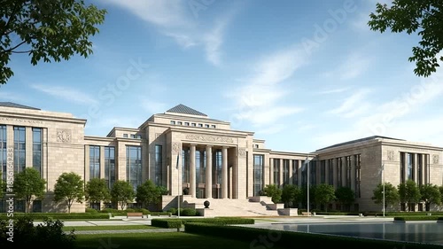 Wallpaper Mural Modern architectural building with lush greenery outside Torontodigital.ca