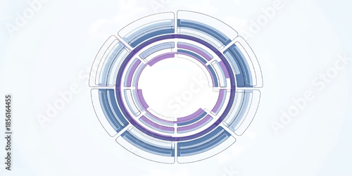 Abstract colorful background featuring digital vector circles and light ring patterns in a blue technology design with a swirl art backdrop and rainbow elements