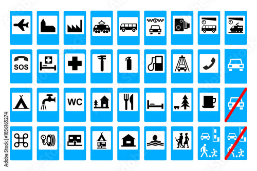 Road signs. International road signs set isolated on white background. Traffic signs. Vector illustration