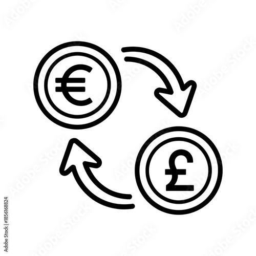 Currency exchange rate fluctuation between euro symbols