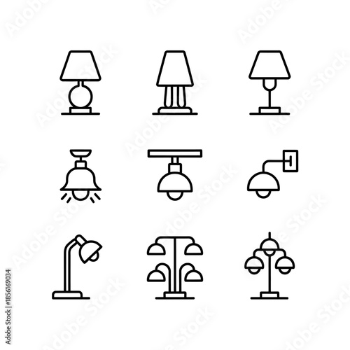 Set of simple line icons representing various laboratory glassware equipment