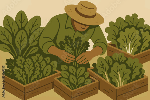 Wooden hands icon vector leafy sand letters edges spinach olive greens no