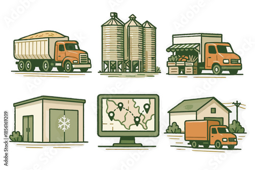 No neat minimal vector truck overview cold style icon logistics storage supply