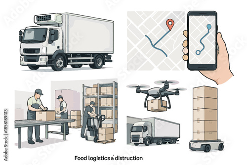 Technical logistics no vector icon food delivery refrigerated proportions loading efficient background