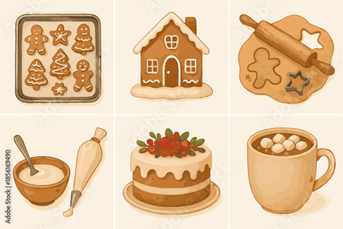 Sugar vector soft tools cookies house rolling icon delights no berries baking