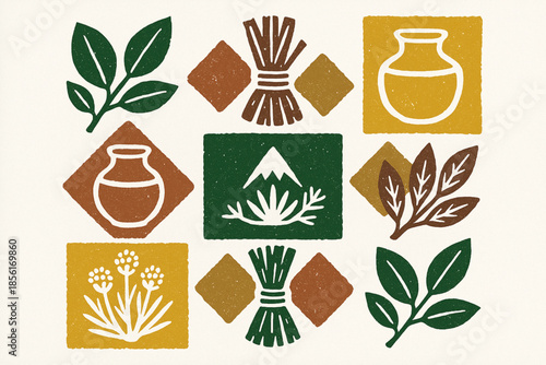 Bolivian traditional medicine vector icons
